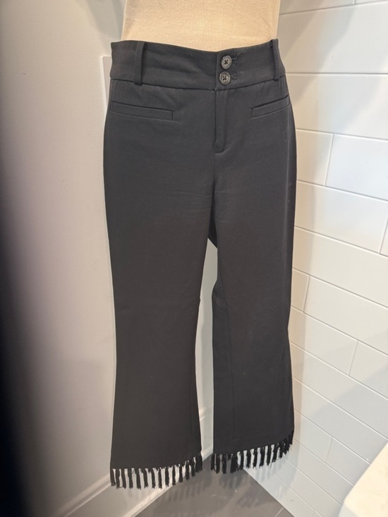 Anthropologie Pants - Anthropologie Black Boot‑Cut Fringe Hem Trousers